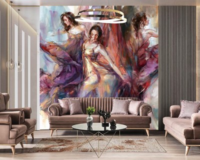 Dansende vrouw canvas schilderij behang