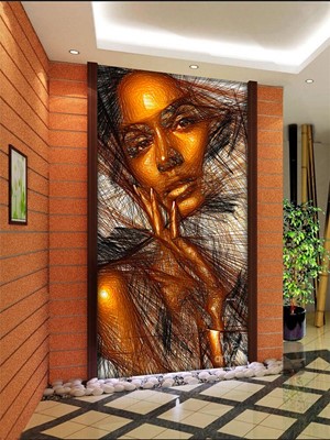 Bronskleurig vrouw schilderij behang