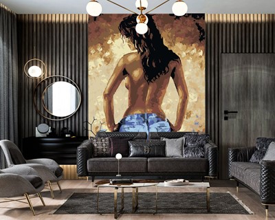 Vrouw schilderij canvas schilderij behang