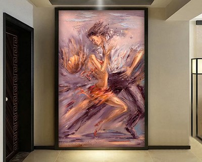 Dansende vrouw en man canvas behang