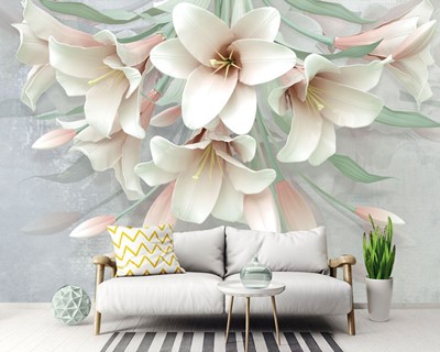 Crèmekleurige bloemen 3D-achtergronden