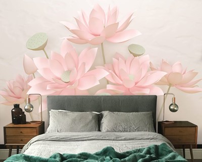 3D roze bloemenbehang