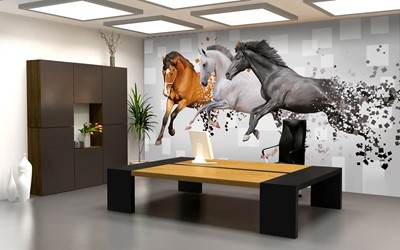 Paarden in de executive kamer behang