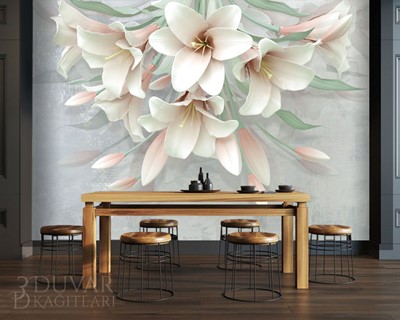Crèmekleurige bloemen 3D-achtergronden