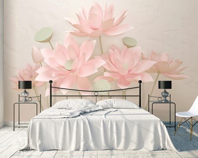 3D roze bloemenbehang