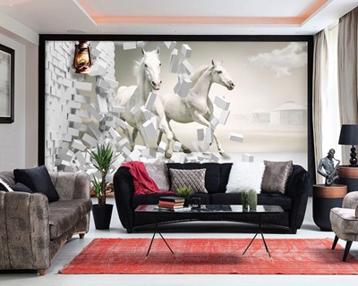 Witte Paarden Behang