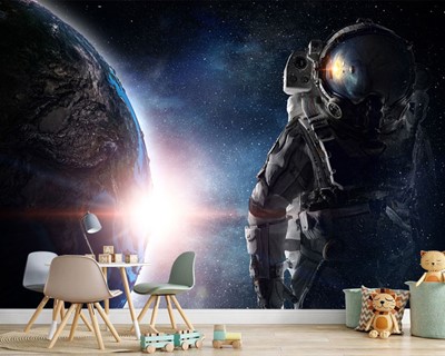 3D Kinderkamer Astronaut Wallpaper