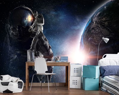 3D Kinderkamer Astronaut Wallpaper