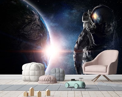 3D Kinderkamer Astronaut Wallpaper