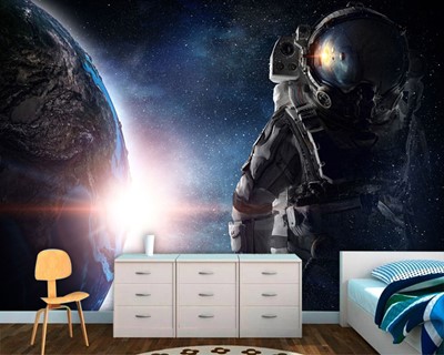 3D Kinderkamer Astronaut Wallpaper