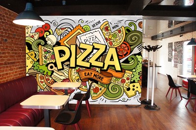 Cafébehang met pizzadesign