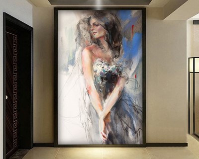 Canvas Schilderij Vrouw Tekening Behang