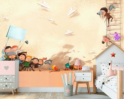 Cartoon Animatie Thema Babykamer Behang