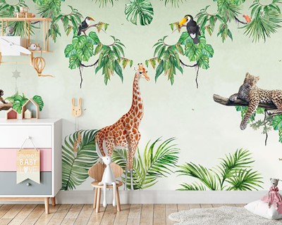 Muurposter voor babykamer met girafthema