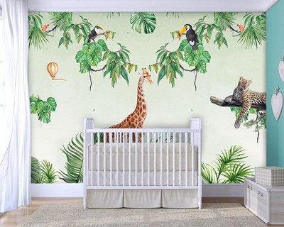 Muurposter voor babykamer met girafthema