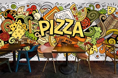 Cafébehang met pizzadesign