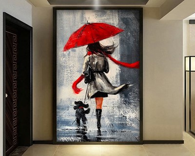 Red Umbrella Woman Beauty Center Wallpaper