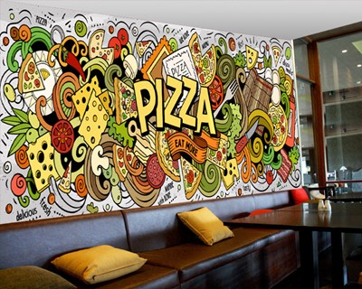 Cafébehang met pizzadesign