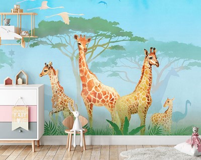 Babykamerbehang met girafthema