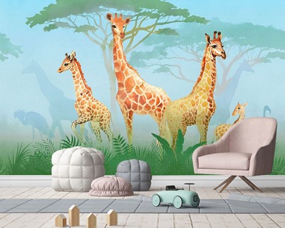 Babykamerbehang met girafthema