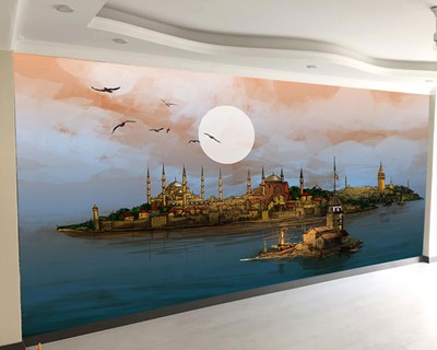 Achtergrond met historische gebouwen in Istanbul