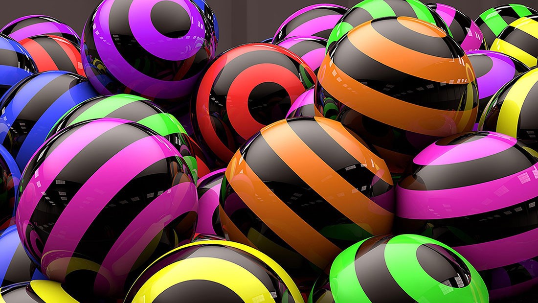 Behang met ronde gekleurde ballen