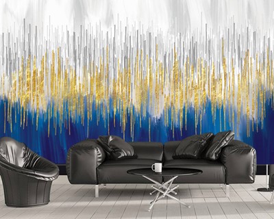 Blauw Geel Artistiek Design Behang