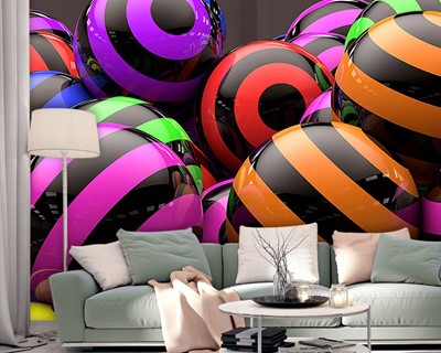 Behang met ronde gekleurde ballen