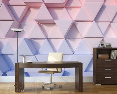 3D-muurposter met driehoekige kubussen