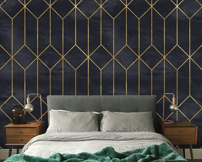 Gouden behang gemaakt van symmetrische diagrammen