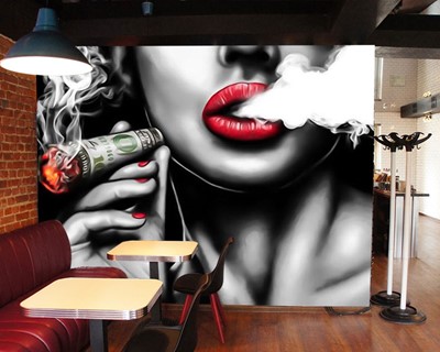 Lady Smoking en Smoking Dollar Wallpaper