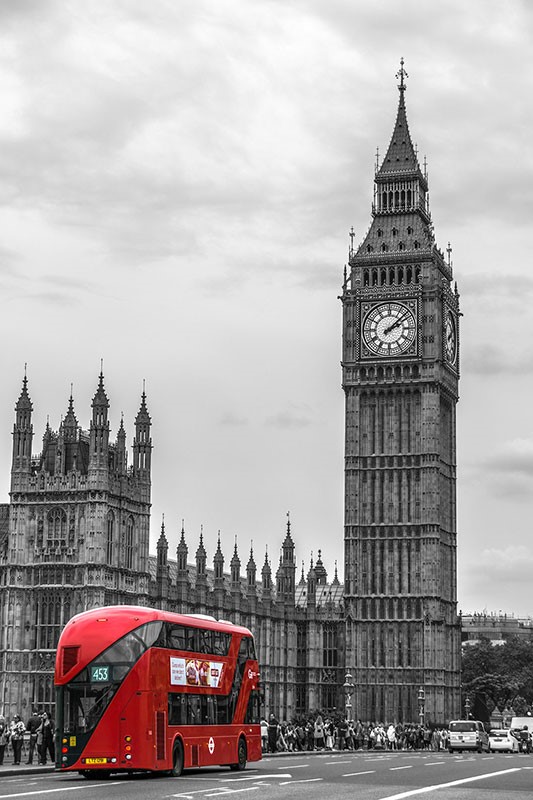 Zwart-wit Londen klokkentoren behang