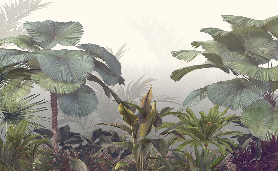 Muurposter met tropische junglebladeren