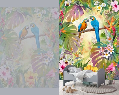 Tropische Bos Papegaaien Wallpaper