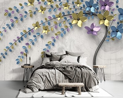 3d Boom Bloemen Behang