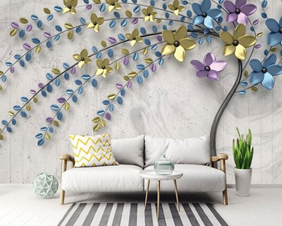 3d Boom Bloemen Behang