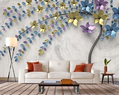 3d Boom Bloemen Behang