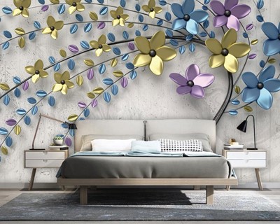 3d Boom Bloemen Behang