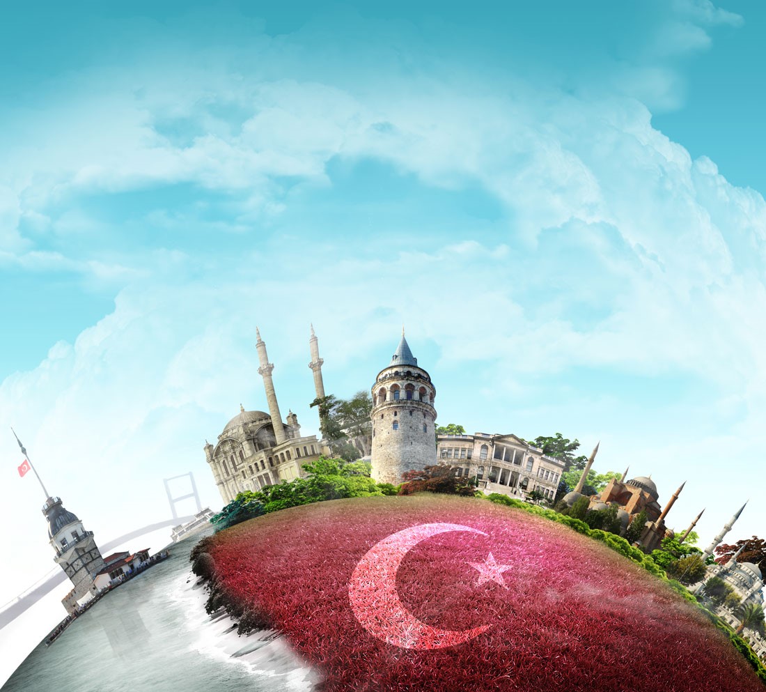 Achtergrond met historische gebouwen in Istanbul