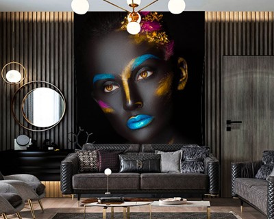 Zwart geschilderde vrouwelijke schoonheidscentrum muur poster
