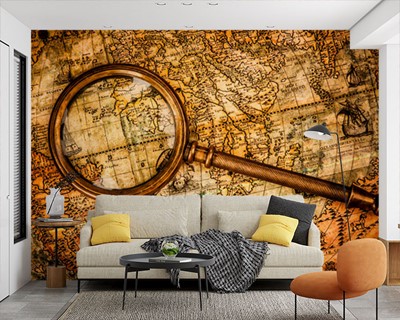 Tumbled World Map Wallpaper Model