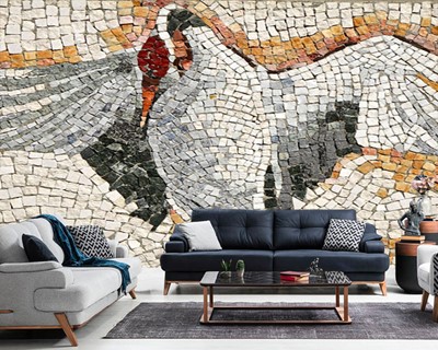 Bird Themed Mosaic Wallpaper