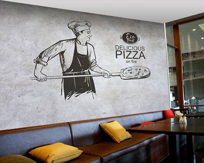 Behang met Pizza Café-thema