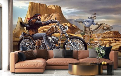 Wallpaper met Harley-motorthema