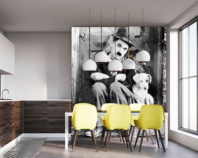 Charlie Chaplin en het puppy-fotobehang