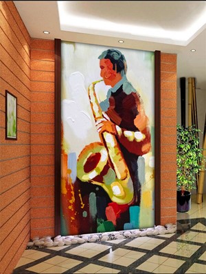 Man speelt saxofoon schilderij behang