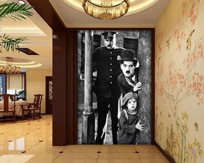 Charlie Chaplin en de wachter Wallpaper