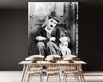 Charlie Chaplin en het puppy-fotobehang