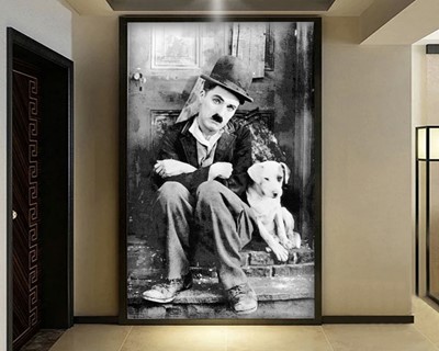 Charlie Chaplin en het puppy-fotobehang