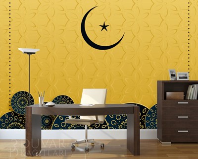 Crescent en Star Motif Design Wallpaper